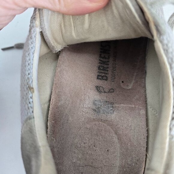 Birkenstock | Bend 'Whale Gray' tan suede neutral lace-up sneakers | WMS 9 - Picture 3 of 11